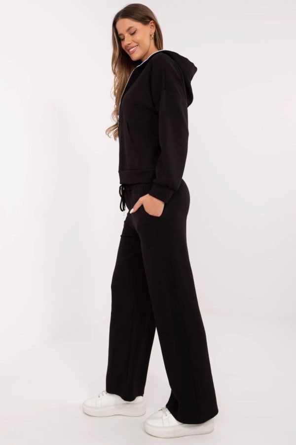 Black Set in Pants, Trousers, Shorts with Cotton, Spandex and Viscose
