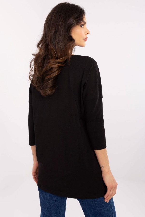 Black Blouse in Women`s Blouses, Tunics with Cotton and Spandex