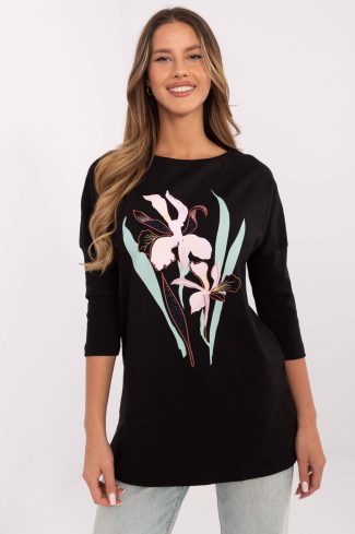 1065923 Black Blouse in Women`s Blouses, Tunics with Cotton and Spandex