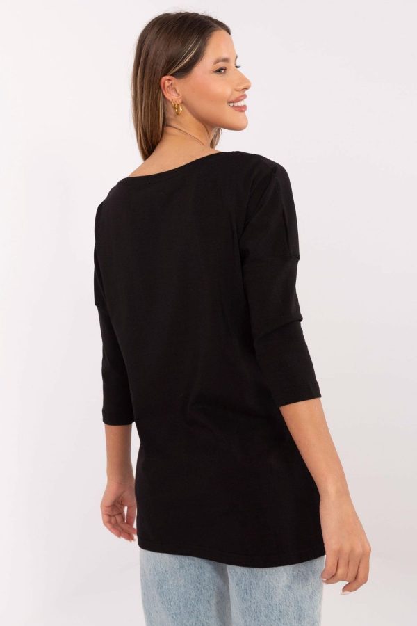 Black Blouse in Women`s Blouses, Tunics with Cotton and Spandex