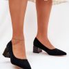 Black Heel Pumps in Court Shoes, Pumps Shoes with Fabric, Footbed, Upper Height and Heel Height