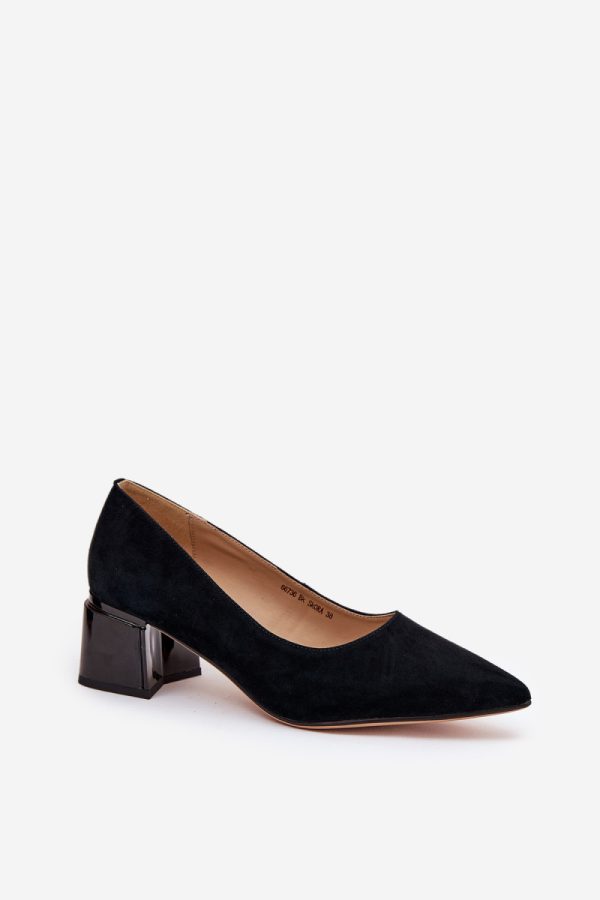Black Heel Pumps in Court Shoes, Pumps Shoes with Fabric, Footbed, Upper Height and Heel Height