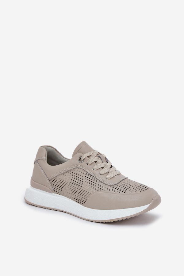 Beige Platform Sneakers in Women`s Athletic Shoes, Trainers, Sneakers with Fabric, Footbed, Upper Height and Platform Height