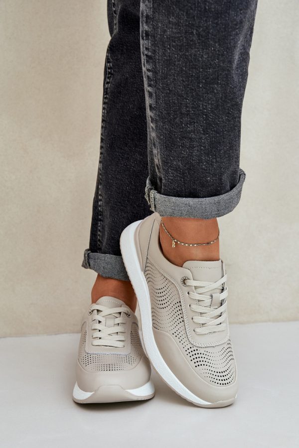 Beige Platform Sneakers in Women`s Athletic Shoes, Trainers, Sneakers with Fabric, Footbed, Upper Height and Platform Height