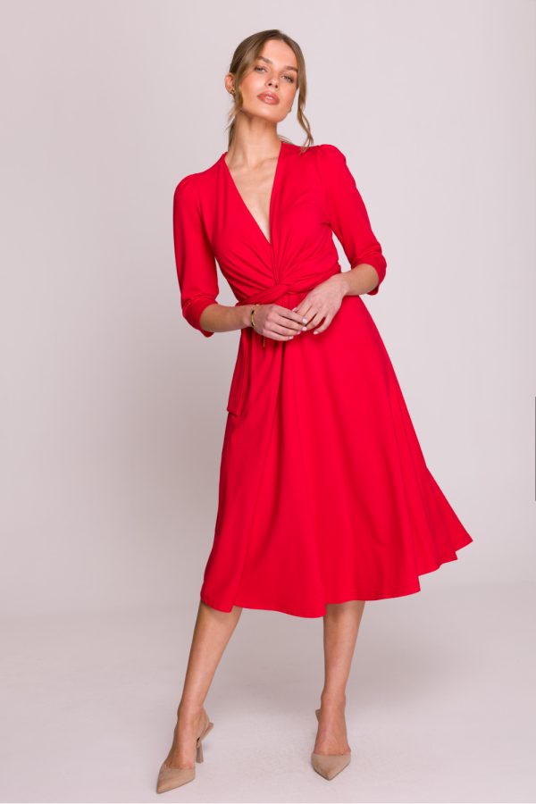 Red Daydress in Day Dresses with Cotton, Spandex and Modal