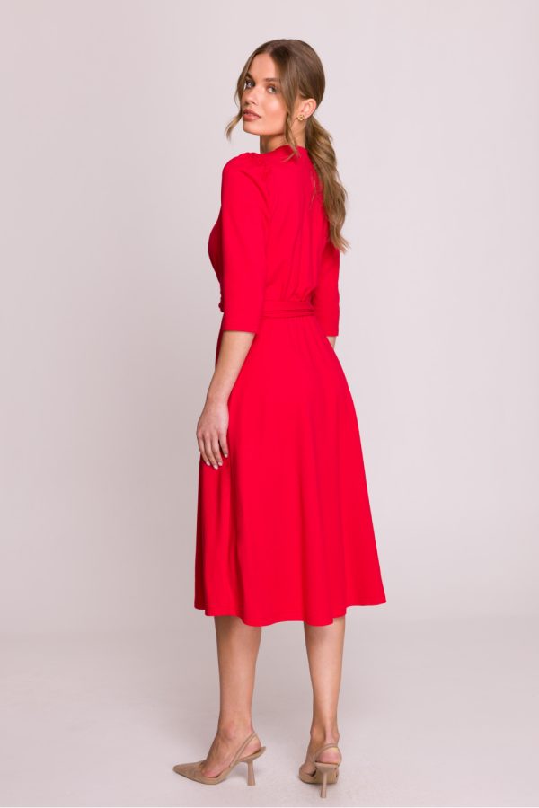Red Daydress in Day Dresses with Cotton, Spandex and Modal