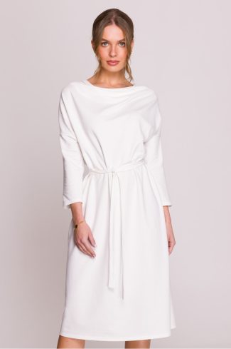 Beige Daydress in Day Dresses with Cotton, Spandex and Modal
