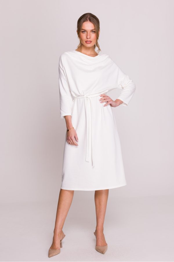 Beige Daydress in Day Dresses with Cotton, Spandex and Modal