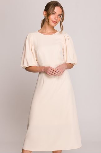 Beige Daydress in Day Dresses with Spandex and Polyester