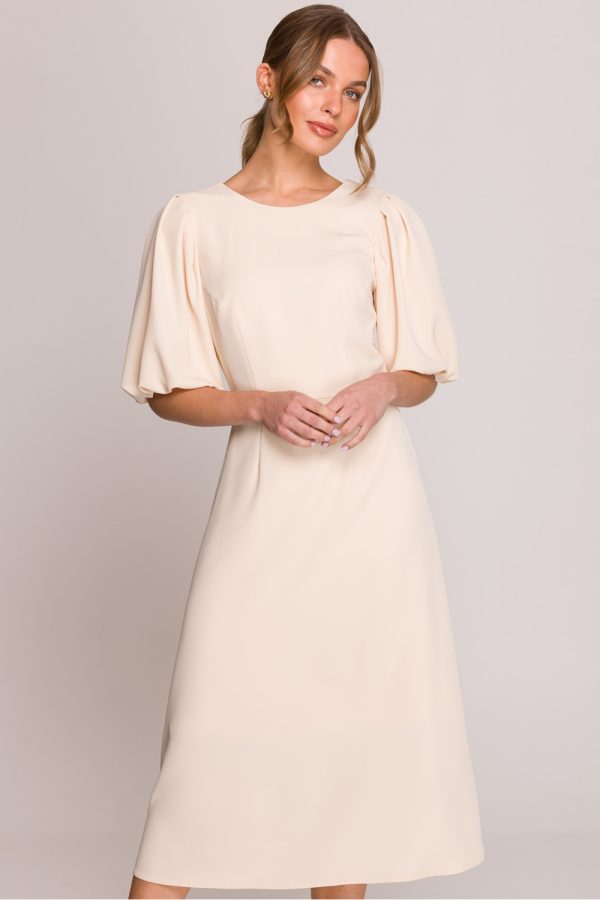 Beige Daydress in Day Dresses with Spandex and Polyester
