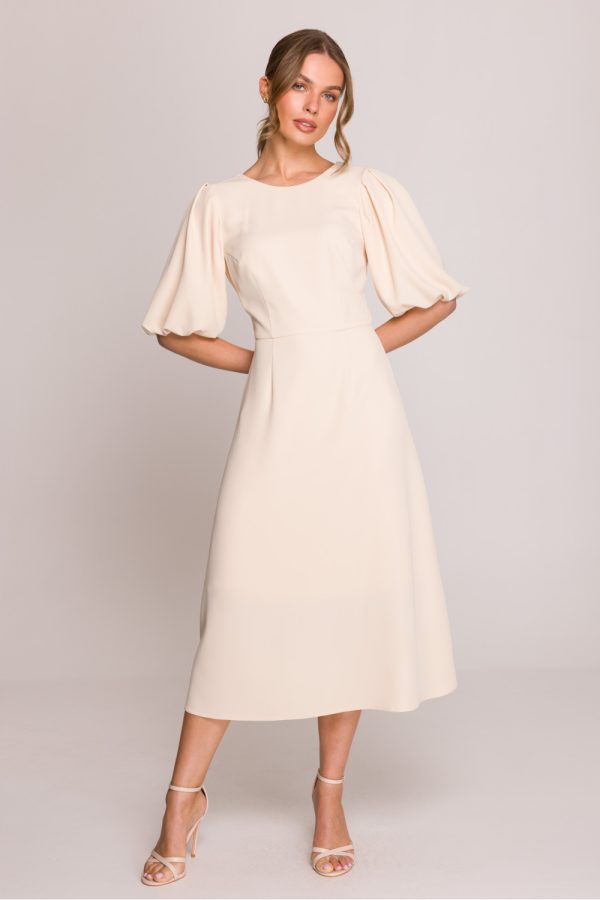 Beige Daydress in Day Dresses with Spandex and Polyester