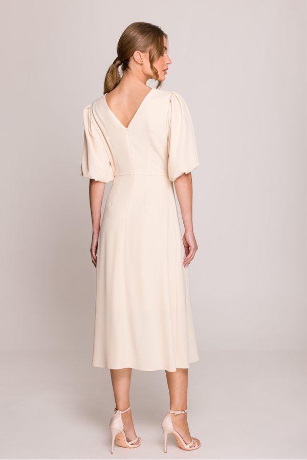 Beige Daydress in Day Dresses with Spandex and Polyester