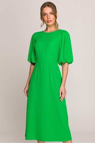 Green Daydress in Day Dresses with Spandex and Polyester