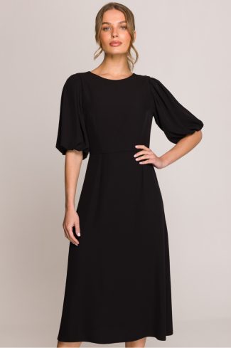 Black Daydress in Day Dresses with Spandex and Polyester