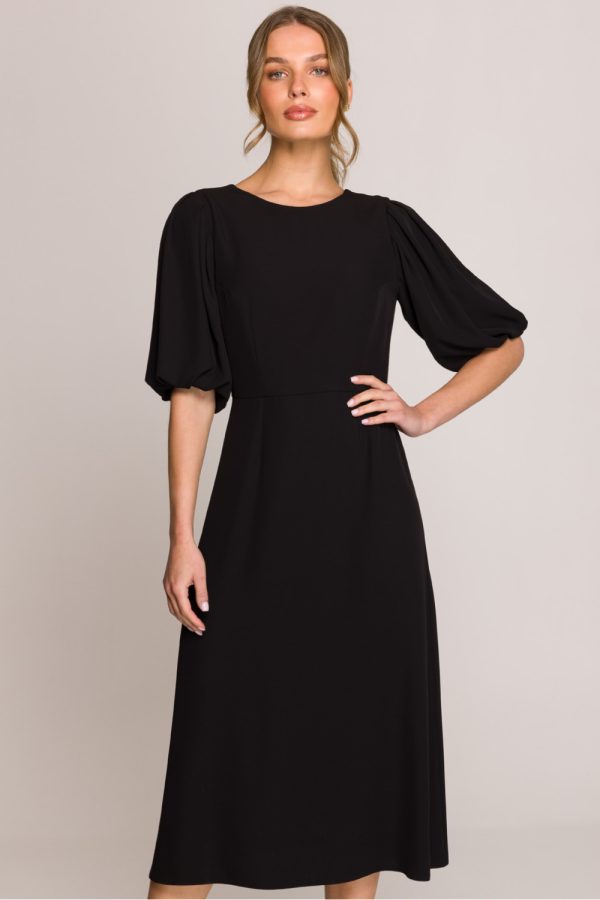 Black Daydress in Day Dresses with Spandex and Polyester