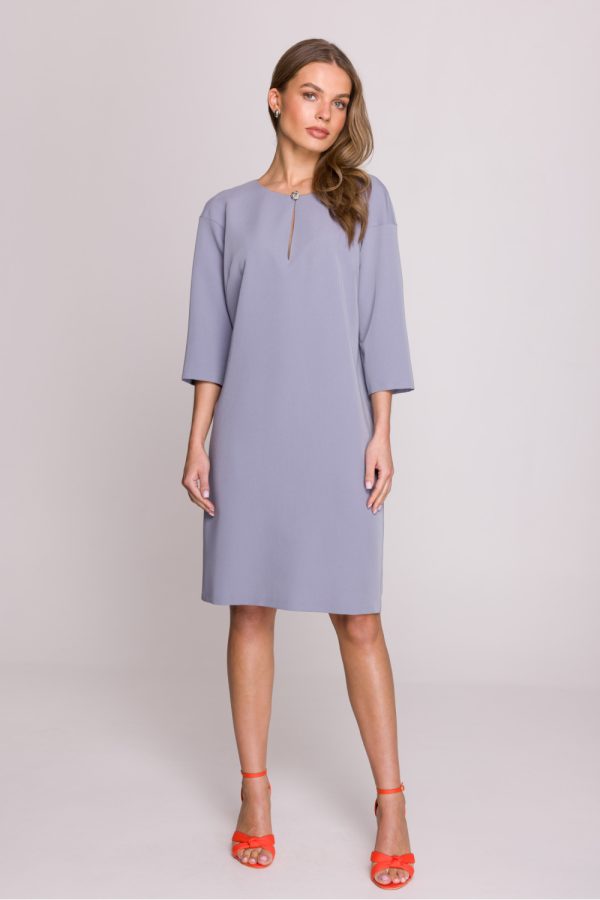 Grey Daydress in Day Dresses with Spandex, Polyester and Viscose
