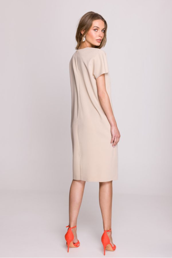 Beige Daydress in Day Dresses with Spandex, Polyester and Viscose