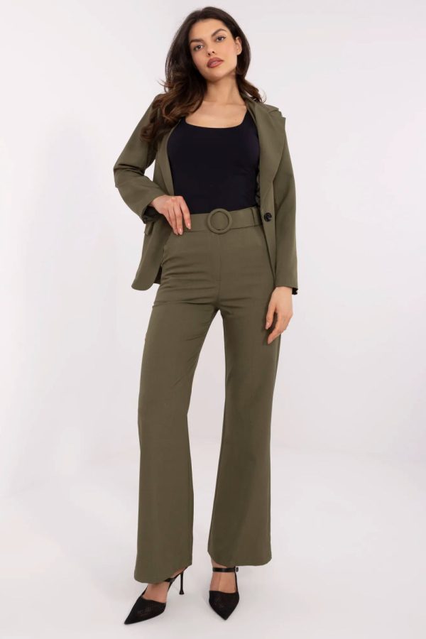 Green Women Trousers in Pants, Trousers, Shorts with Spandex and Polyester