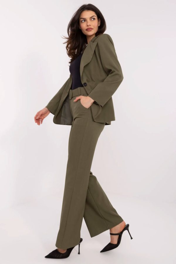 Green Women Trousers in Pants, Trousers, Shorts with Spandex and Polyester
