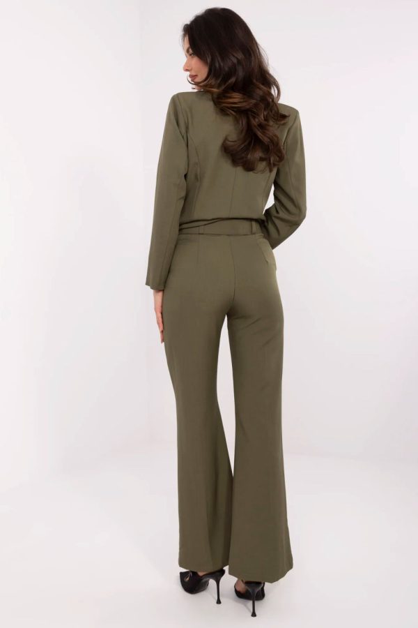 Green Women Trousers in Pants, Trousers, Shorts with Spandex and Polyester
