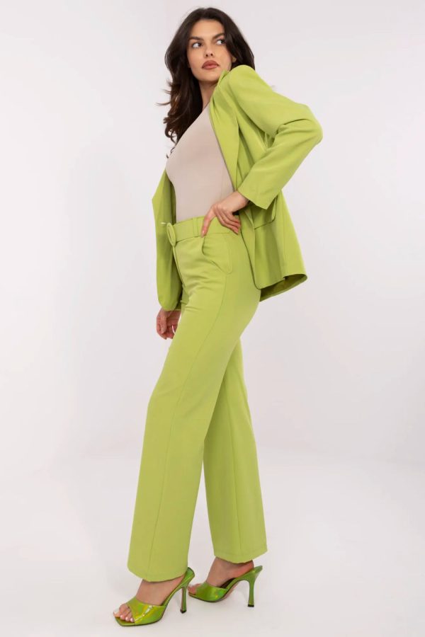 Green Women Trousers in Pants, Trousers, Shorts with Spandex and Polyester