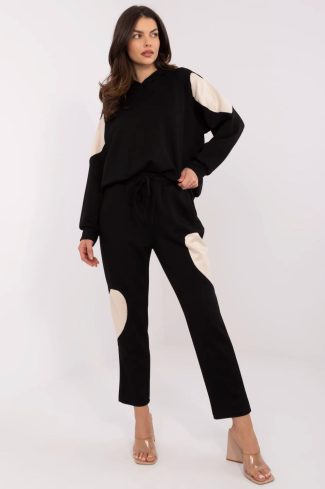 Black Set in Pants, Trousers, Shorts with Cotton, Spandex and Viscose