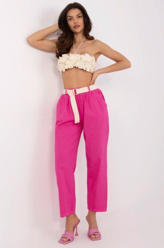 Pink Women Trousers in Pants, Trousers, Shorts with Polyester and Viscose
