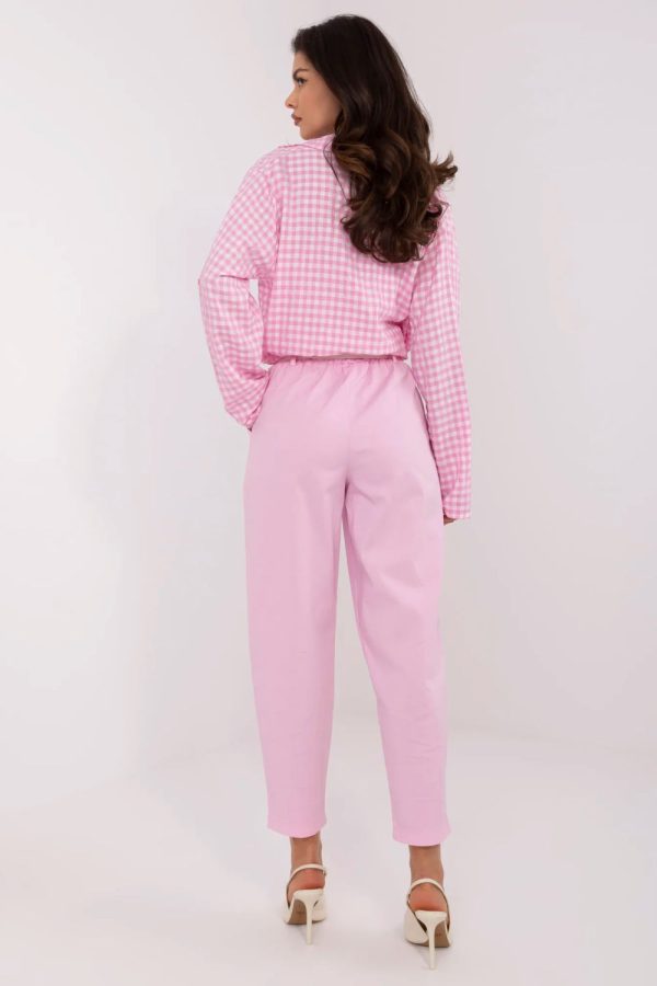 Pink Women Trousers in Pants, Trousers, Shorts with Cotton and Spandex
