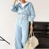 Blue Set in Pants, Trousers, Shorts with Cotton and Spandex