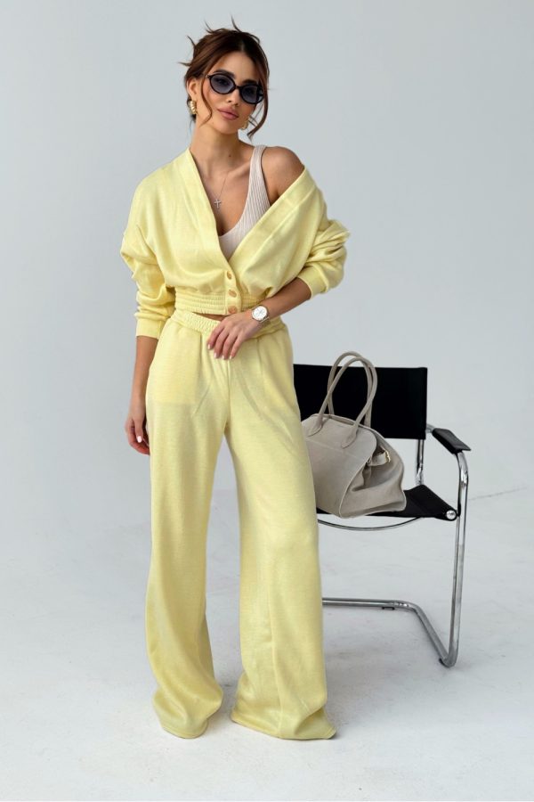 Yellow Set in Pants, Trousers, Shorts with Polyester and Viscose