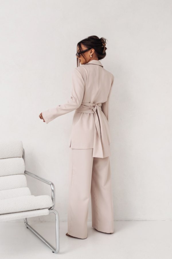 Beige Set in Pants, Trousers, Shorts with Spandex and Viscose