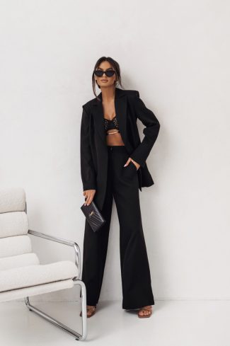 Black Set in Pants, Trousers, Shorts with Spandex and Viscose