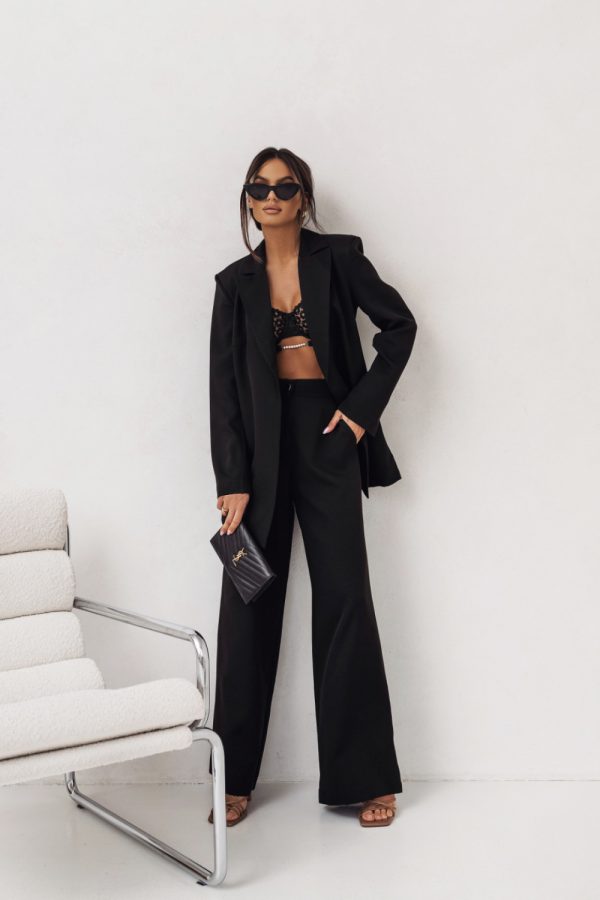 Black Set in Pants, Trousers, Shorts with Spandex and Viscose