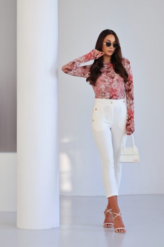 Beige Women Trousers in Pants, Trousers, Shorts with Spandex and Viscose