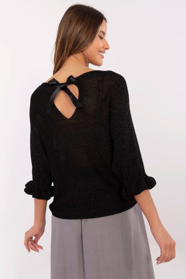 Black Jumper in Sweaters, Pullovers, Jumpers, Turtlenecks, Boleros, Shrugs with Metallic Yarn and Viscose