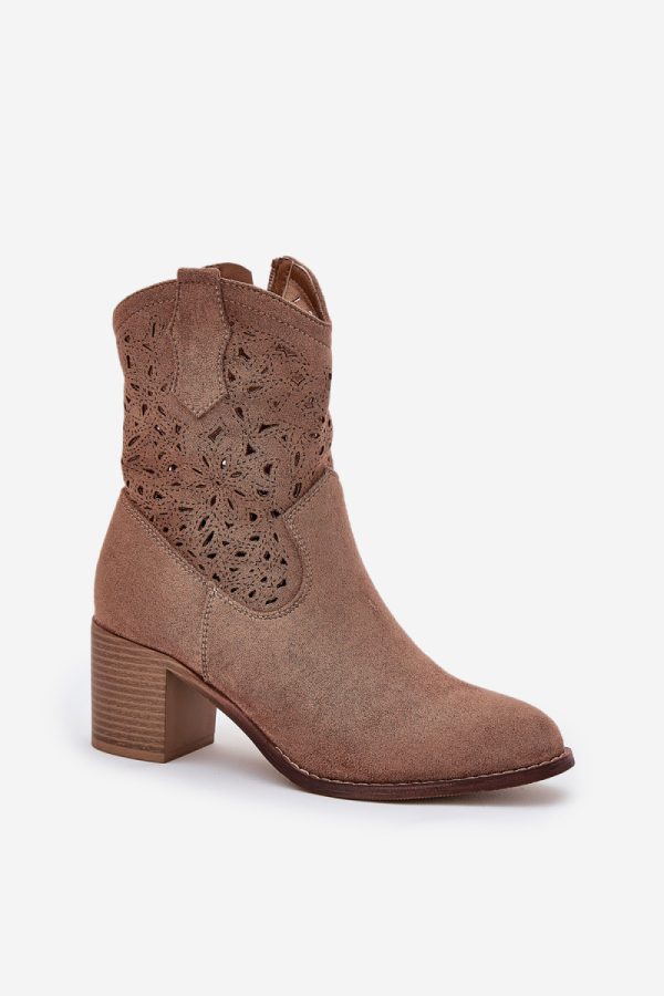 Brown Heel Boots in Women`s Ankle Boots & Booties with Fabric, Footbed, Upper Height and Heel Height