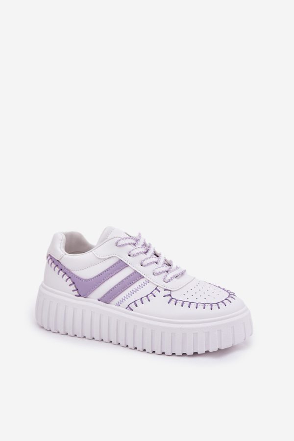 Violet Platform Sneakers in Women`s Athletic Shoes, Trainers, Sneakers with Fabric, Footbed, Upper Height and Platform Height