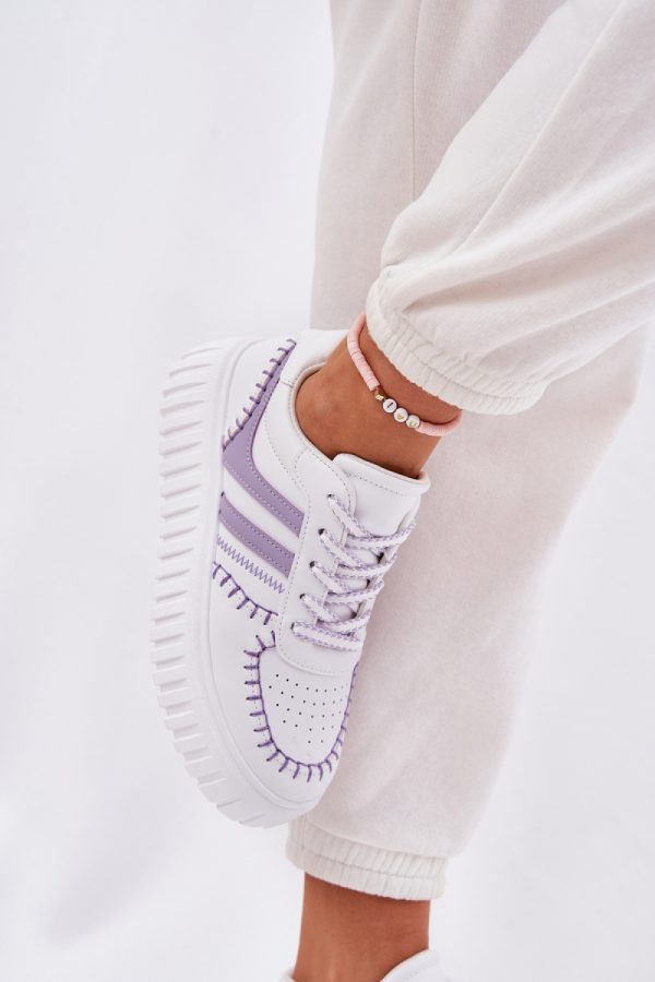 Violet Platform Sneakers in Women`s Athletic Shoes, Trainers, Sneakers with Fabric, Footbed, Upper Height and Platform Height