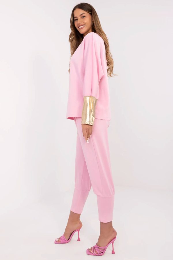 Pink Set in Pants, Trousers, Shorts with Spandex and Viscose
