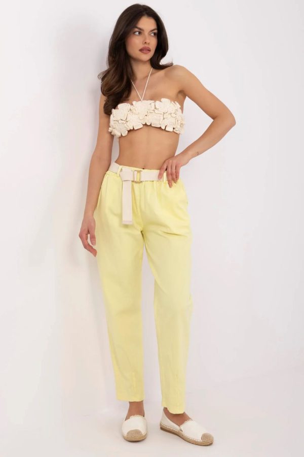 yellow Women trousers model 209212 Italy Moda
