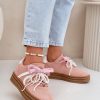 Pink Sport Shoes in Women`s Athletic Shoes, Trainers, Sneakers with Fabric, Footbed, Upper Height and Platform Height