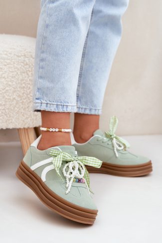 1067861.jpg Green Sport Shoes in Women`s Athletic Shoes, Trainers, Sneakers with Fabric, Footbed, Upper Height and Platform Height