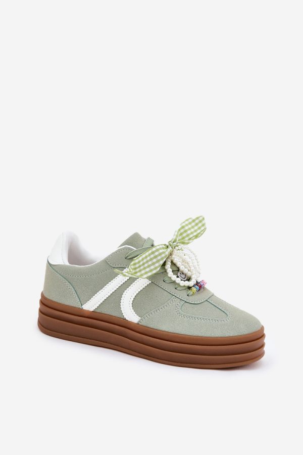 Green Sport Shoes in Women`s Athletic Shoes, Trainers, Sneakers with Fabric, Footbed, Upper Height and Platform Height
