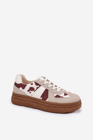 1067867.jpg Beige Sport Shoes in Women`s Athletic Shoes, Trainers, Sneakers with Fabric, Footbed, Upper Height and Platform Height