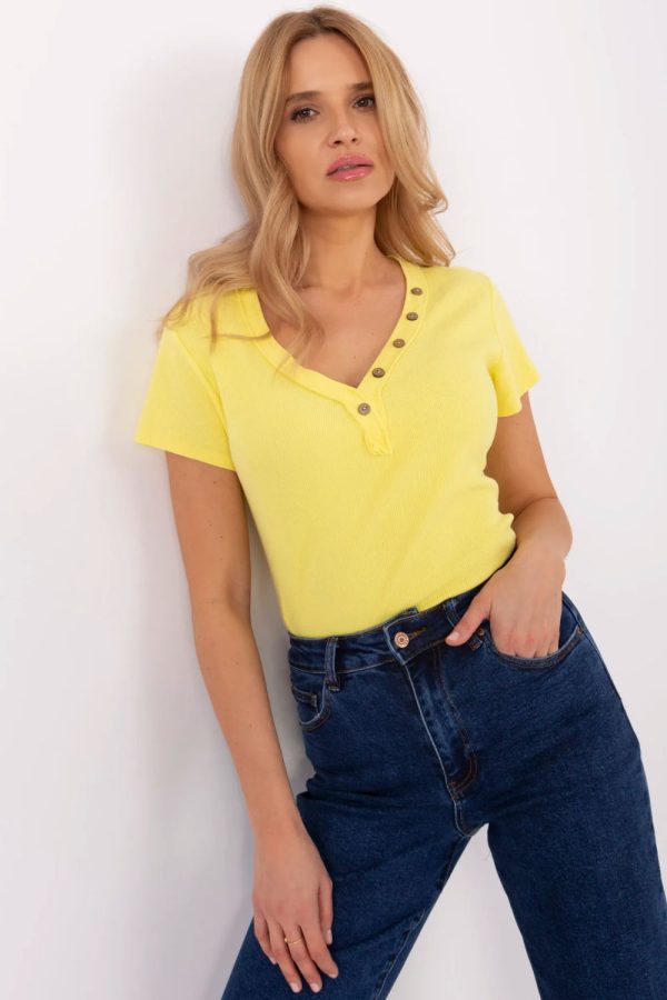 Yellow Blouse in Women`s Blouses, Tunics with Cotton and Spandex