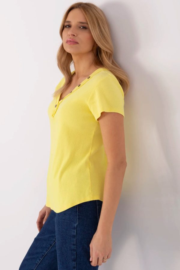 Yellow Blouse in Women`s Blouses, Tunics with Cotton and Spandex