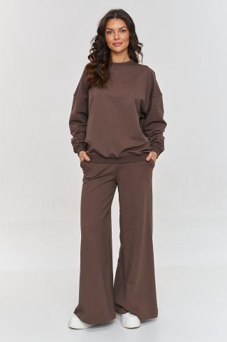 Brown Set in Pants, Trousers, Shorts with Cotton and Spandex