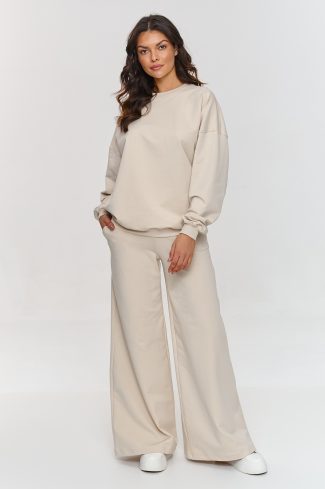 Beige Set in Pants, Trousers, Shorts with Cotton and Spandex