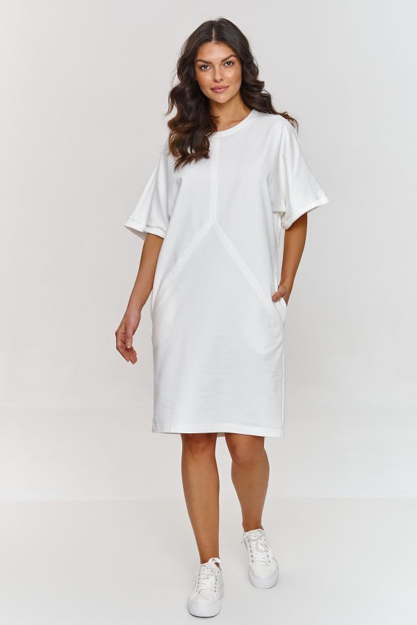 Beige Daydress in Day Dresses with Cotton and Spandex
