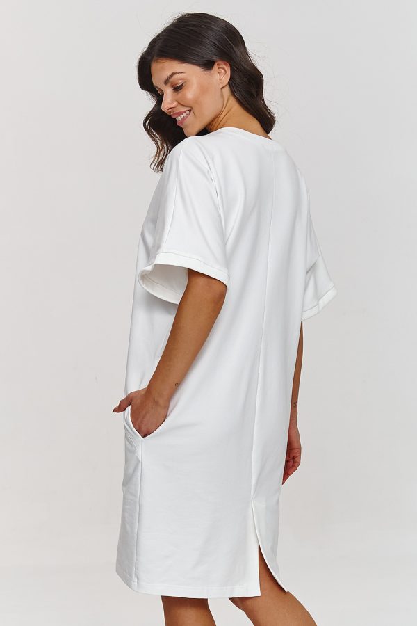 Beige Daydress in Day Dresses with Cotton and Spandex